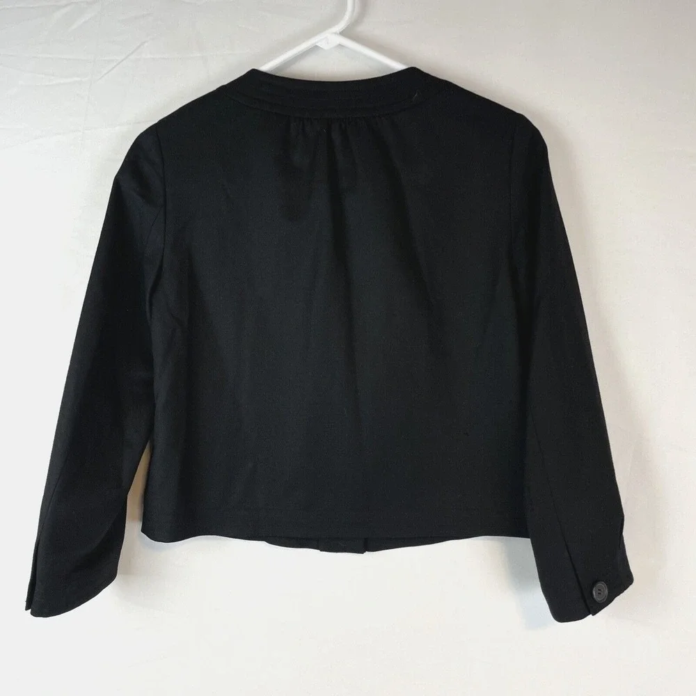 J Crew Jacket Women's Size 4 Black Henley Neck Wool Lined Office Career Short‎ - Picture 2 of 10